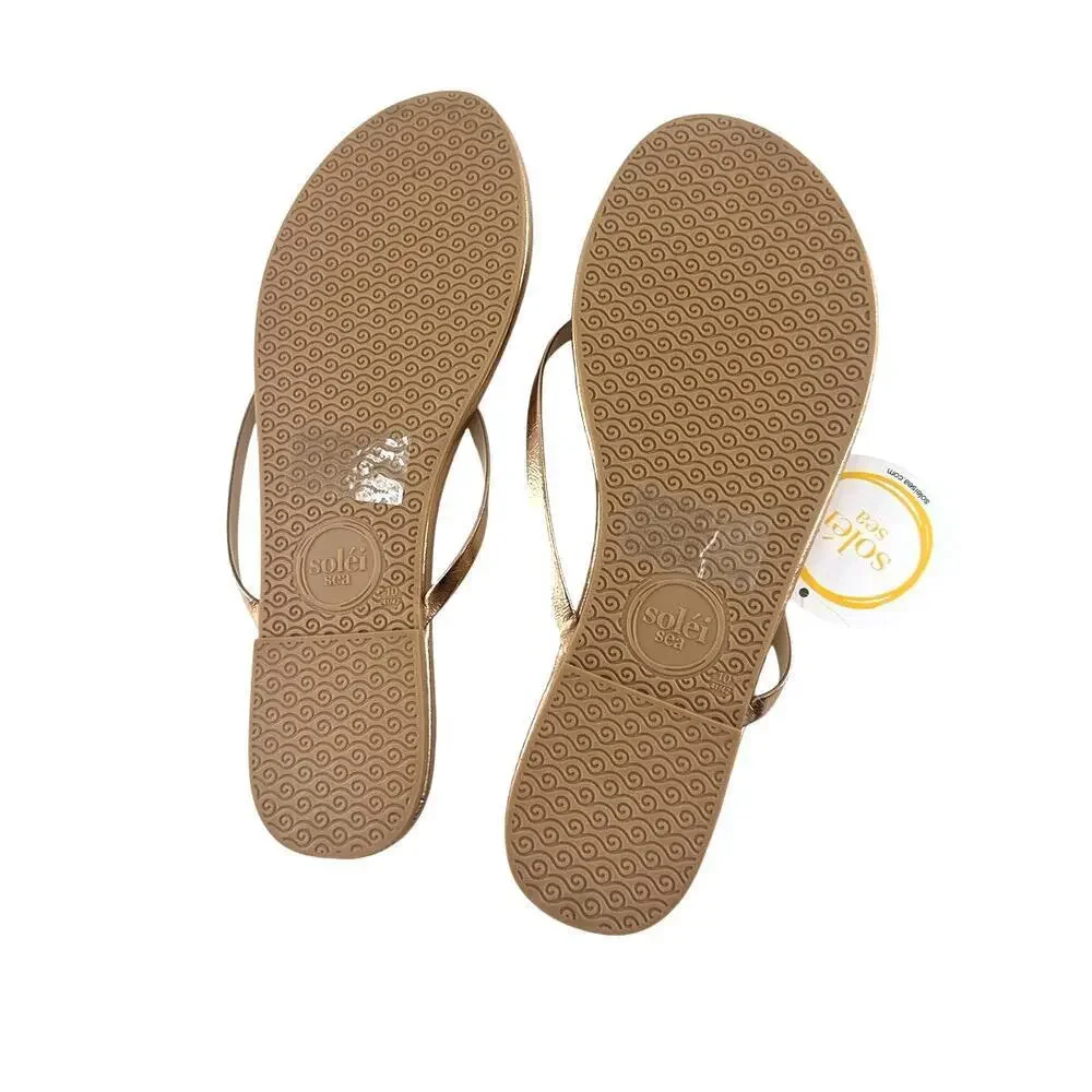 Solei Sea Women's Metallic Gold Copa Flip Flop Sandals Size 10
